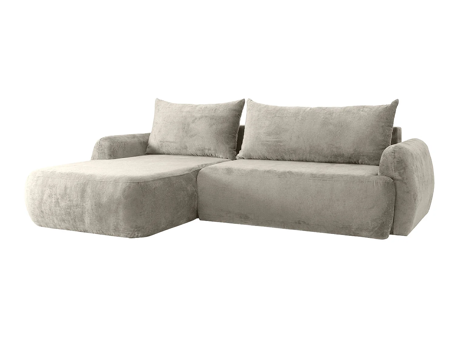 Hoekbank met slaapfunctie en opbergruimte, chenillestof Perfecto, Beige, Links, HELA II