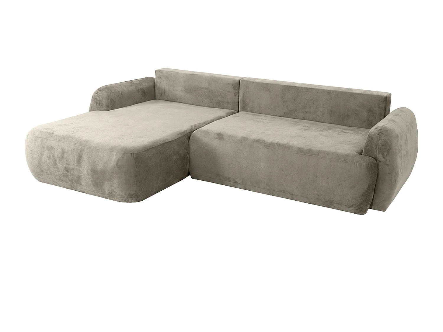 Hoekbank met slaapfunctie en opbergruimte, chenillestof Perfecto, Beige, Links, HELA II