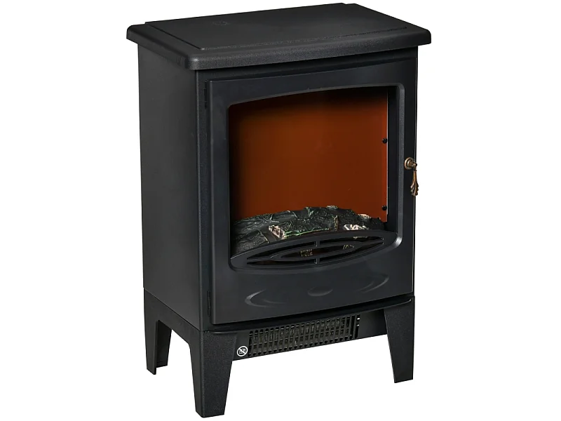 Parrot Uncle Cheminée électrique sur pied 39×26×54,8cm, effet de flamme LED, chauffage 900/1800W, foyer électrique noir style rustique