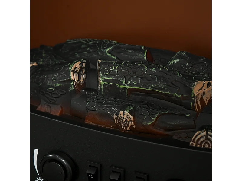 Parrot Uncle Cheminée électrique sur pied 39×26×54,8cm, effet de flamme LED, chauffage 900/1800W, foyer électrique noir style rustique