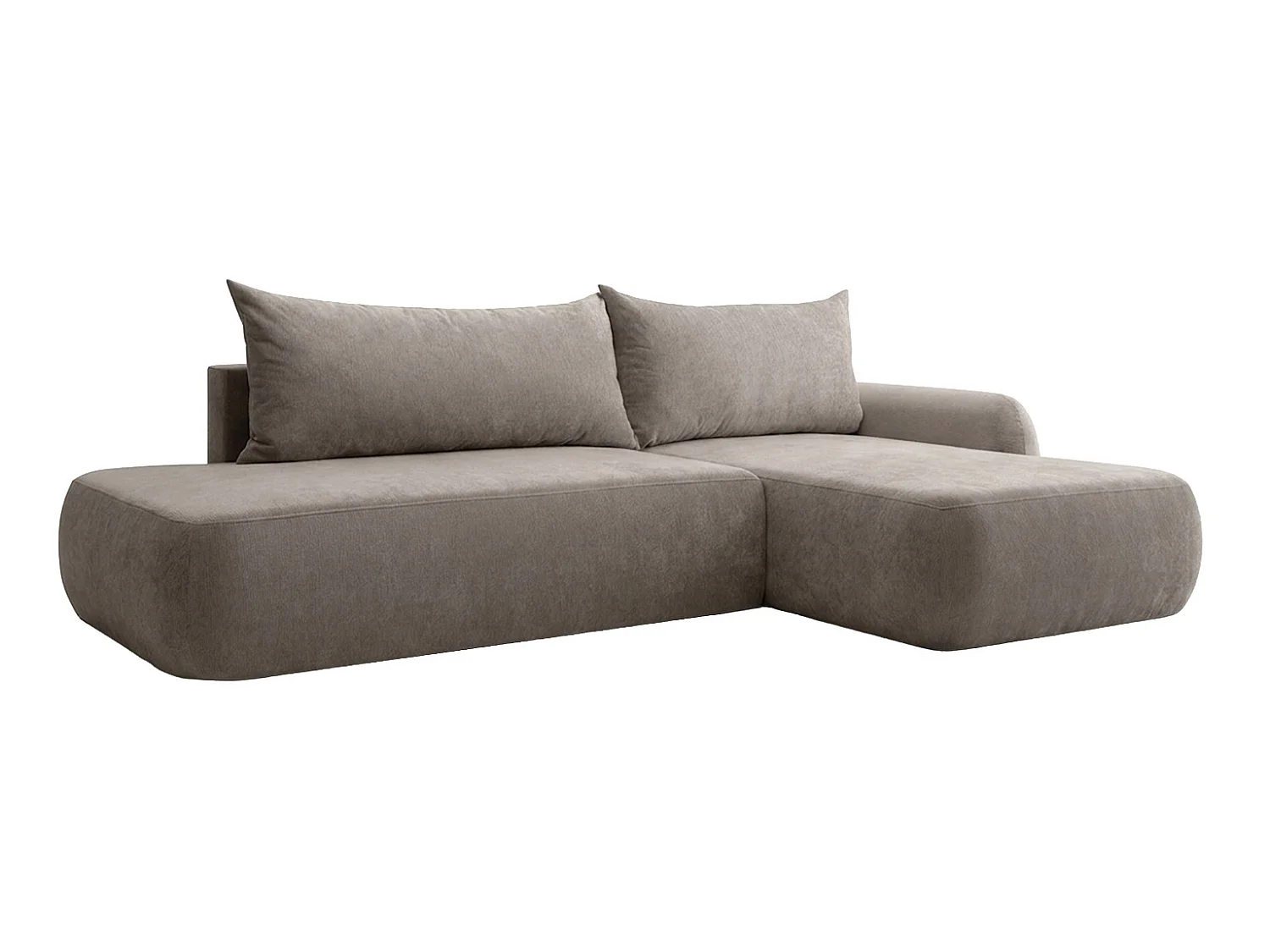 Canapé d'angle convertible avec coffre de rangement, velours Vena, Beige, Angle droit, HELA I