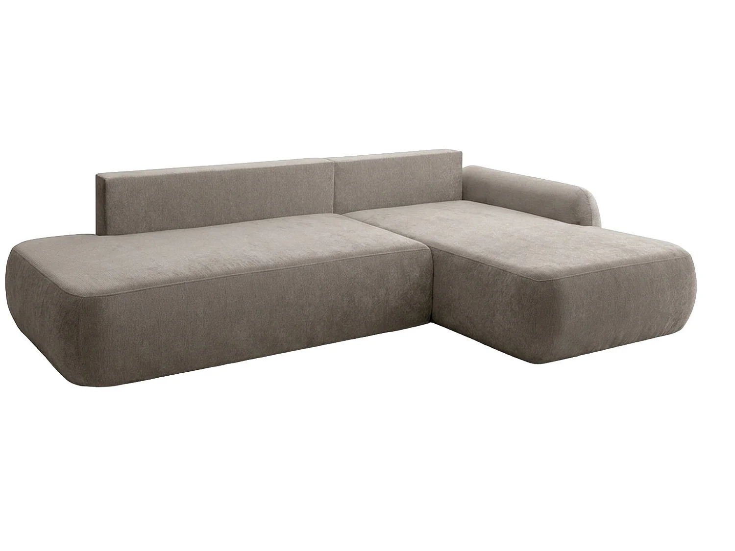 Canapé d'angle convertible avec coffre de rangement, velours Vena, Beige, Angle droit, HELA I