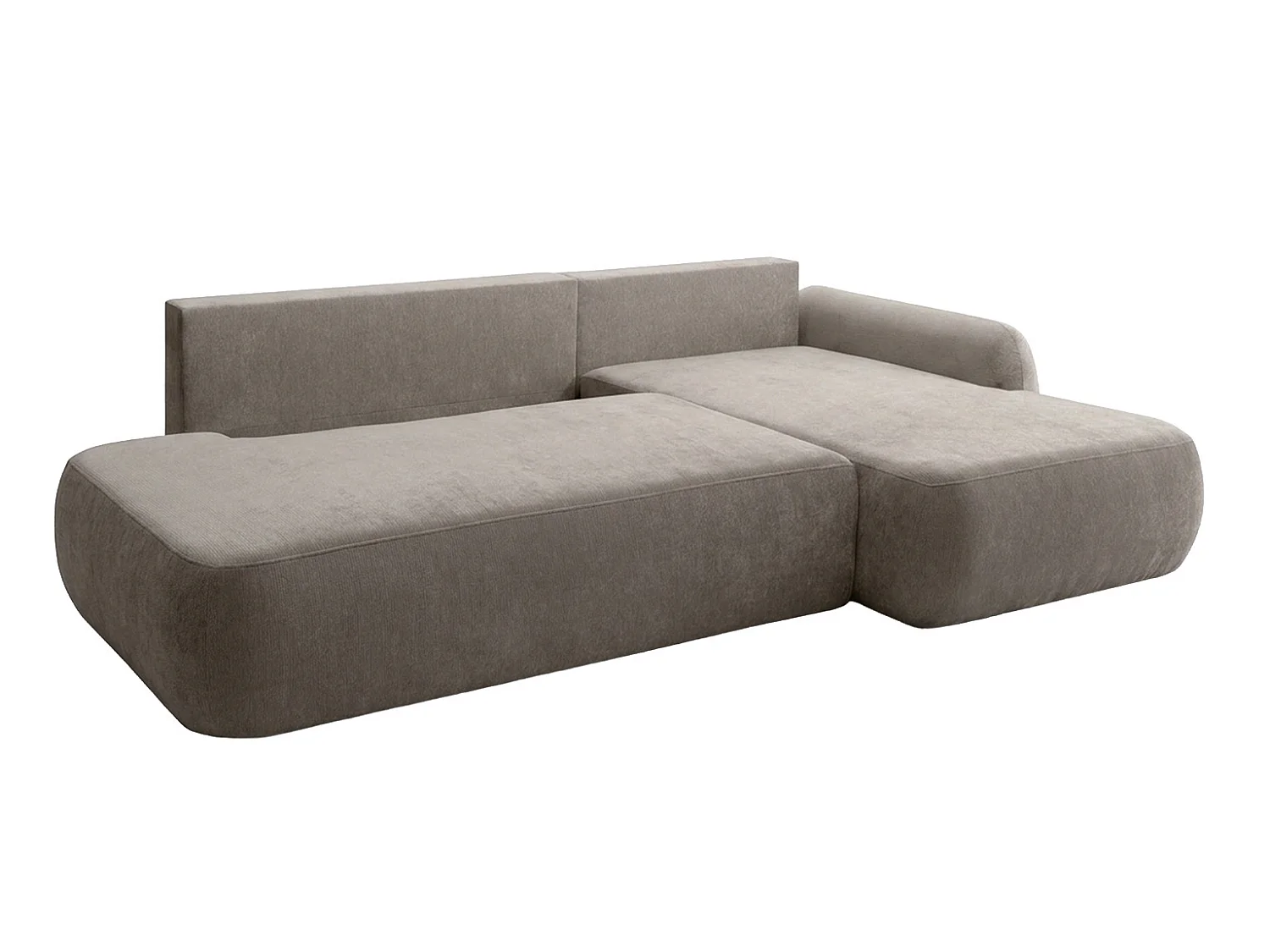 Canapé d'angle convertible avec coffre de rangement, velours Vena, Beige, Angle droit, HELA I