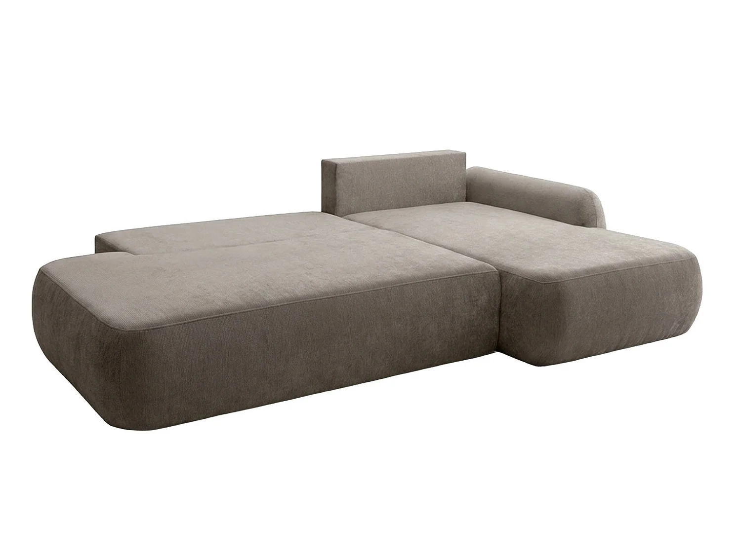 Canapé d'angle convertible avec coffre de rangement, velours Vena, Beige, Angle droit, HELA I