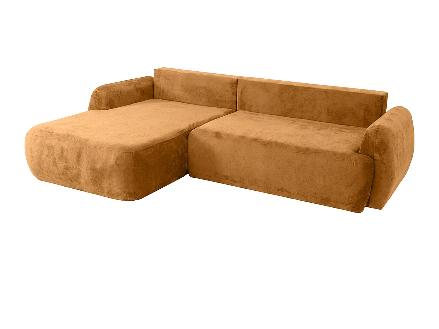 Canapé d'angle convertible avec coffre de rangement, tissu chenille Perfecto, Miel, Angle gauche, HELA II