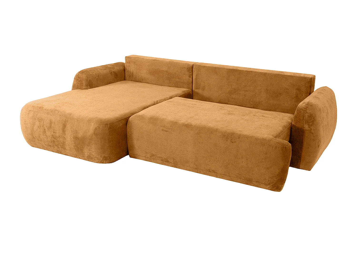 Canapé d'angle convertible avec coffre de rangement, tissu chenille Perfecto, Miel, Angle gauche, HELA II