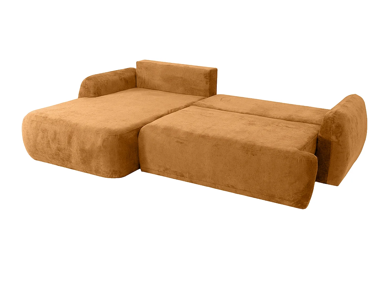 Canapé d'angle convertible avec coffre de rangement, tissu chenille Perfecto, Miel, Angle gauche, HELA II