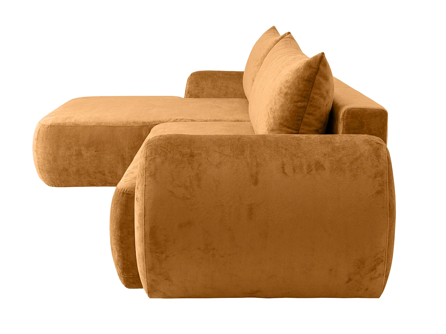 Canapé d'angle convertible avec coffre de rangement, tissu chenille Perfecto, Miel, Angle gauche, HELA II