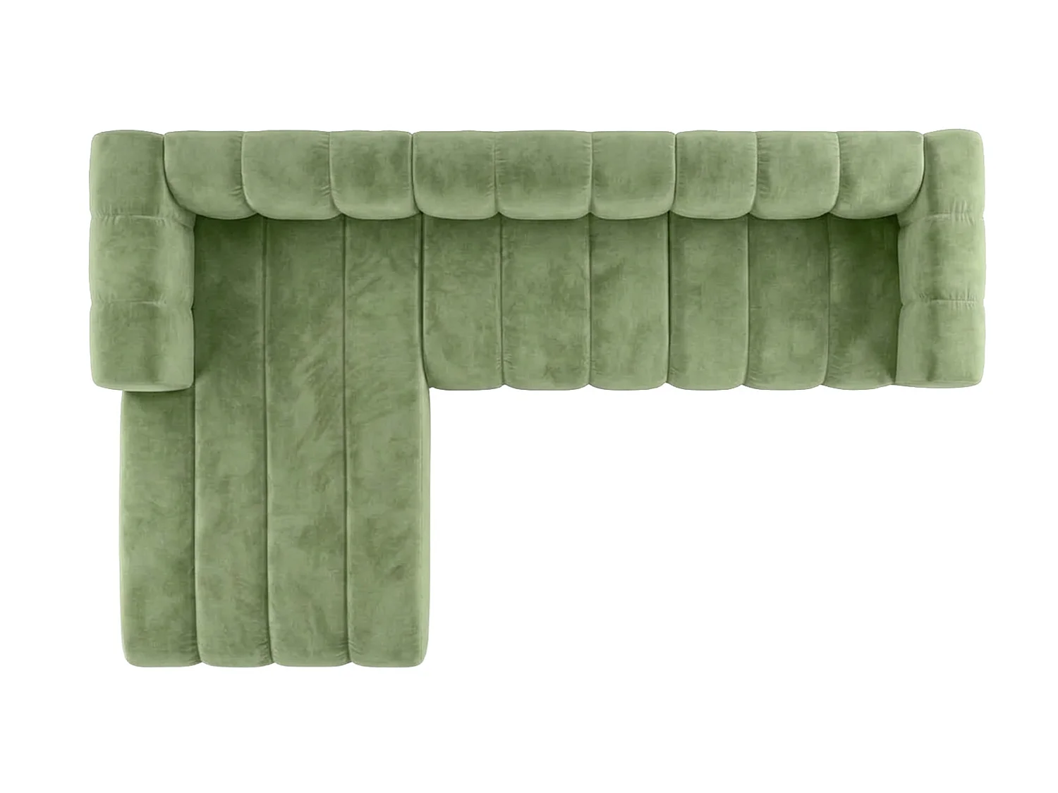 Canapé d’angle modulable en L, tissu velours Riviera, Olive, gauche, GRAND 318 cm