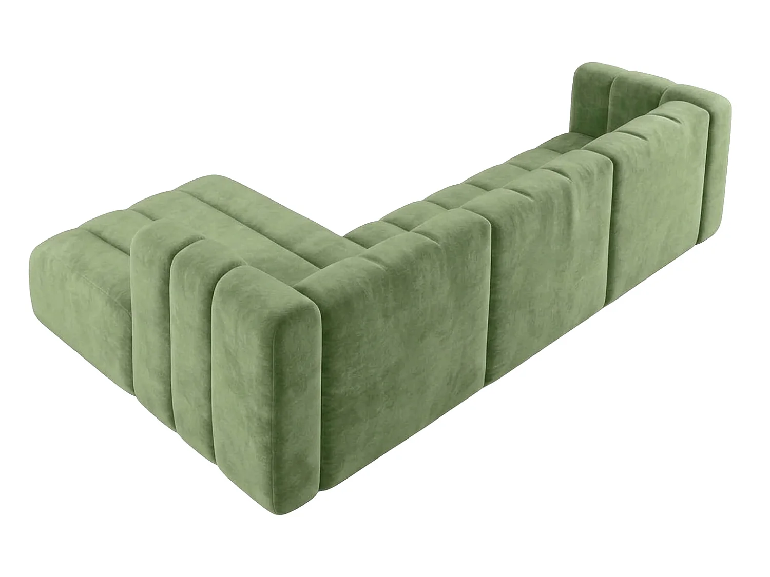 Canapé d’angle modulable en L, tissu velours Riviera, Olive, gauche, GRAND 318 cm