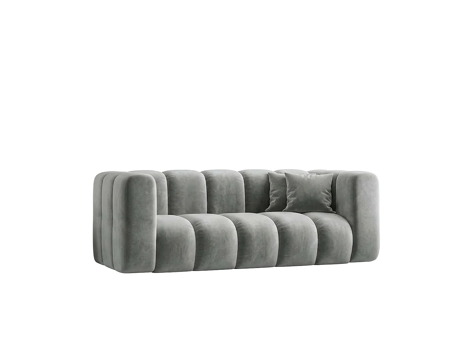 Canapé modulable 2 places, tissu velours Riviera, Gris, GRAND