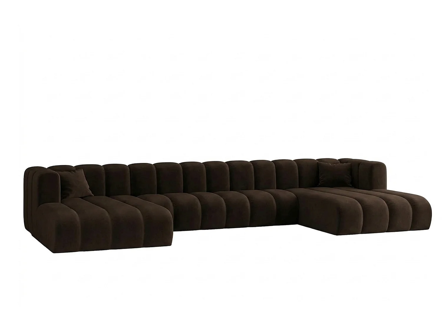 Modulaire hoekbank in U-vorm, fluwelen stof Riviera, Chocolade, GRAND U XL