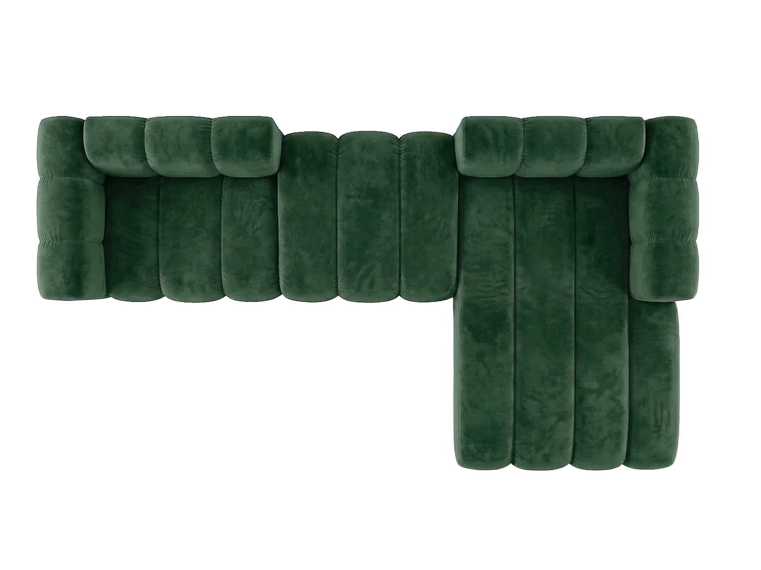 Canapé d’angle modulable en L, tissu velours Riviera, Vert, droite, GRAND 319 cm