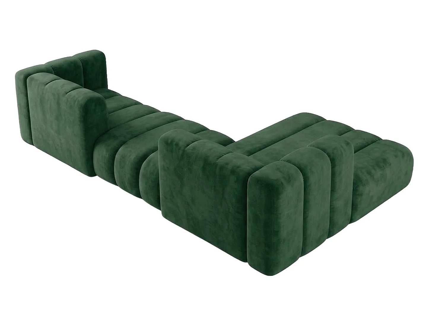 Canapé d’angle modulable en L, tissu velours Riviera, Vert, droite, GRAND 319 cm