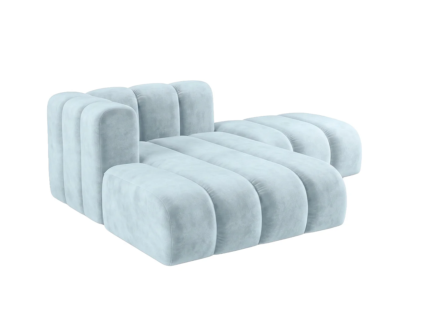 Szezlong modułowy z pufą, tkanina welwet Riviera, Baby blue, Lewy, GRAND
