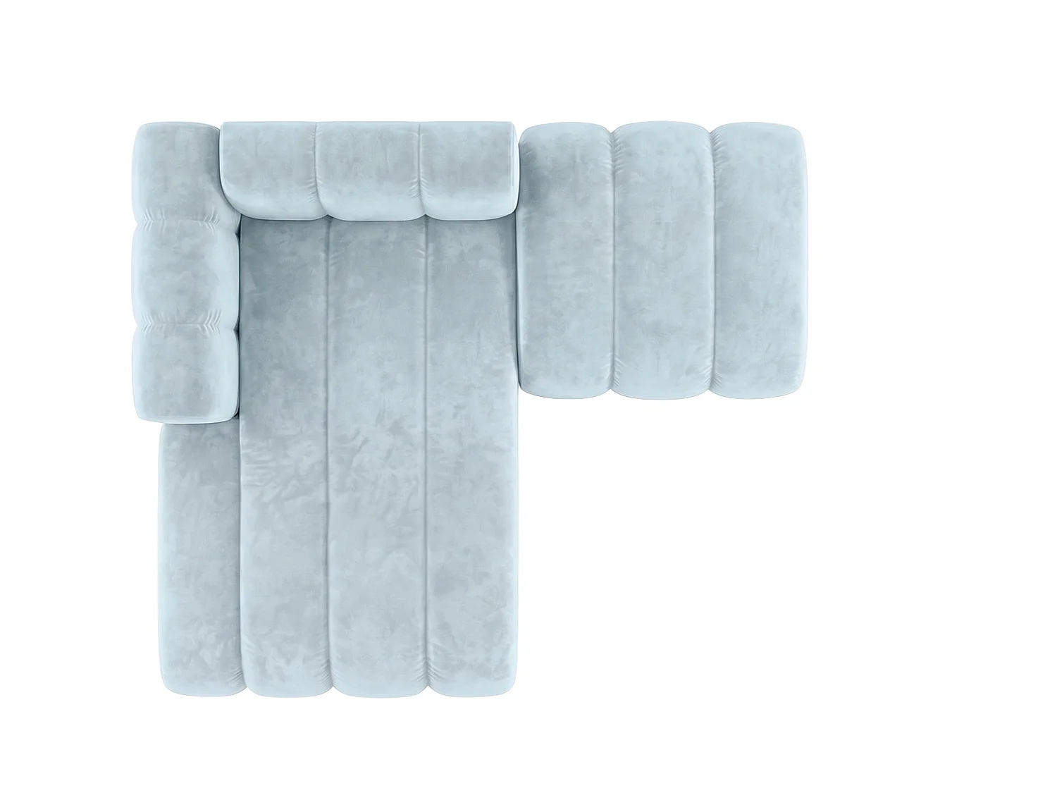 Szezlong modułowy z pufą, tkanina welwet Riviera, Baby blue, Lewy, GRAND