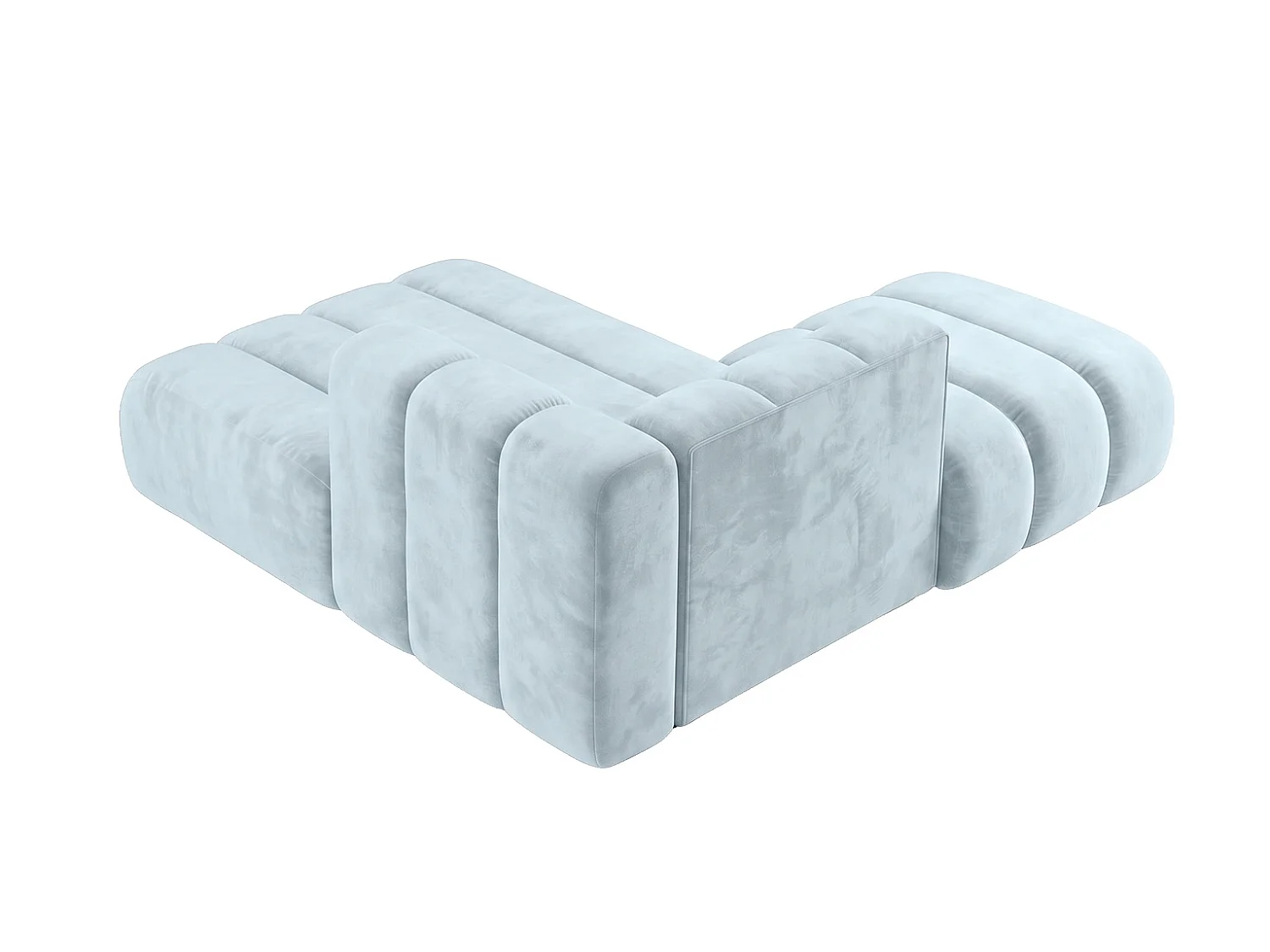 Szezlong modułowy z pufą, tkanina welwet Riviera, Baby blue, Lewy, GRAND