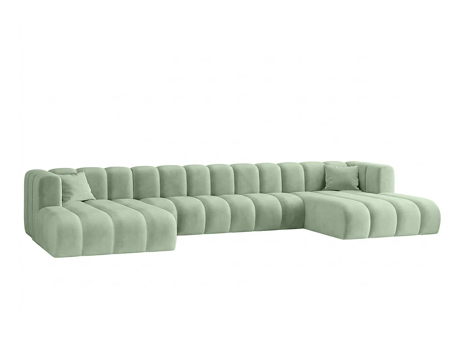 Canapé d’angle modulable en U, tissu velours Riviera, Menthe, GRAND U XL