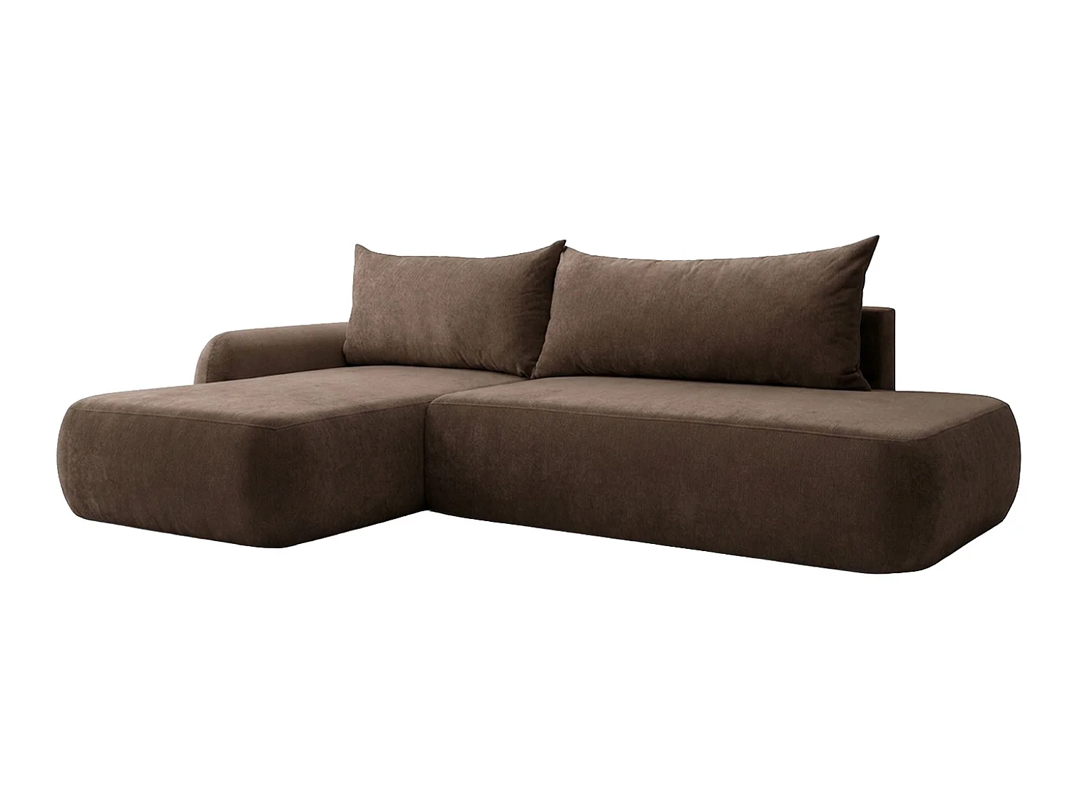 Canapé d'angle convertible avec coffre de rangement, velours Vena, Beige foncé, Angle gauche, HELA I