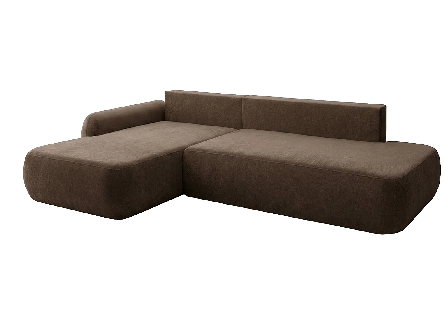 Canapé d'angle convertible avec coffre de rangement, velours Vena, Beige foncé, Angle gauche, HELA I