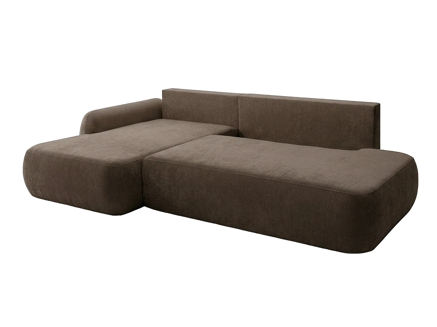 Canapé d'angle convertible avec coffre de rangement, velours Vena, Beige foncé, Angle gauche, HELA I