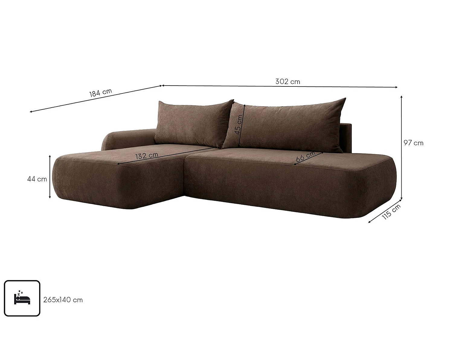 Canapé d'angle convertible avec coffre de rangement, velours Vena, Beige foncé, Angle gauche, HELA I