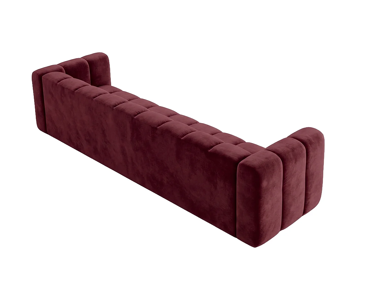 Canapé modulable 5 places, tissu velours Riviera, Bordeaux, GRAND