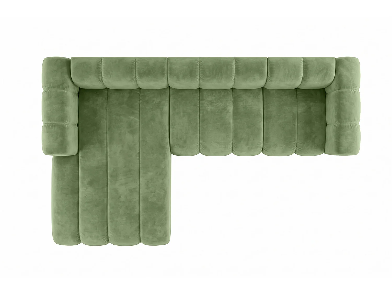 Canapé d’angle modulable en L, tissu velours Riviera, Olive, gauche, GRAND 287 cm