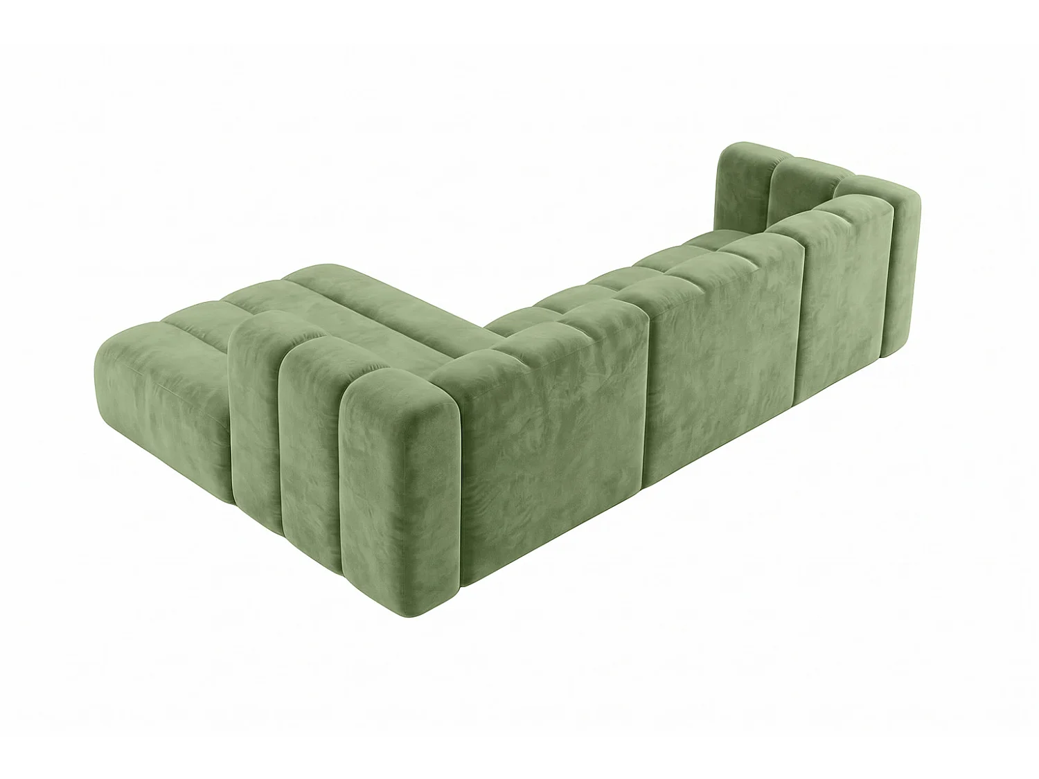 Canapé d’angle modulable en L, tissu velours Riviera, Olive, gauche, GRAND 287 cm