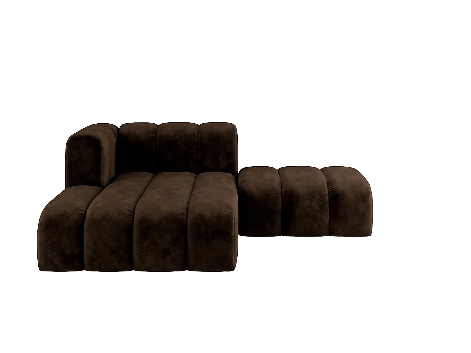 Modulare Chaiselongue mit Hocker, Velvet-Stoff Riviera, Schokolade, Links, GRAND