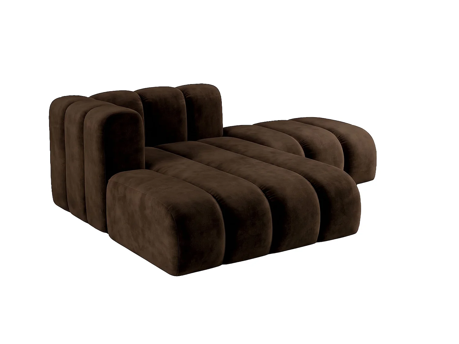 Modulare Chaiselongue mit Hocker, Velvet-Stoff Riviera, Schokolade, Links, GRAND