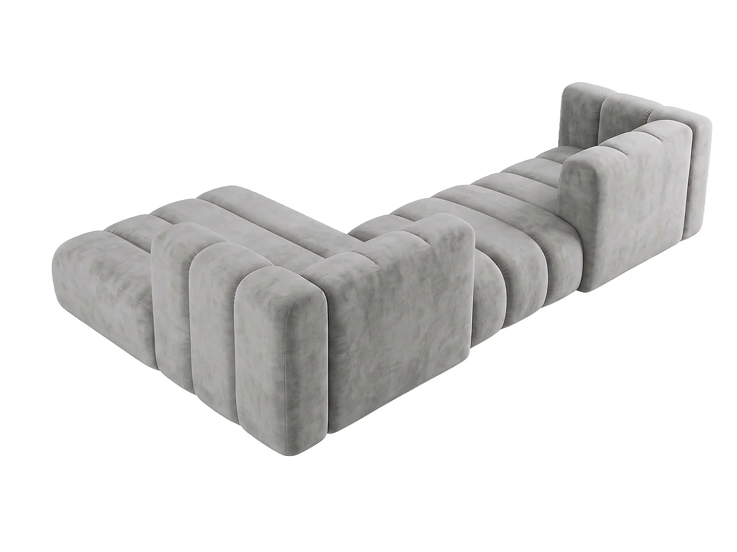 Canapé d’angle modulable en L, tissu velours Riviera, Gris, gauche, GRAND 319 cm