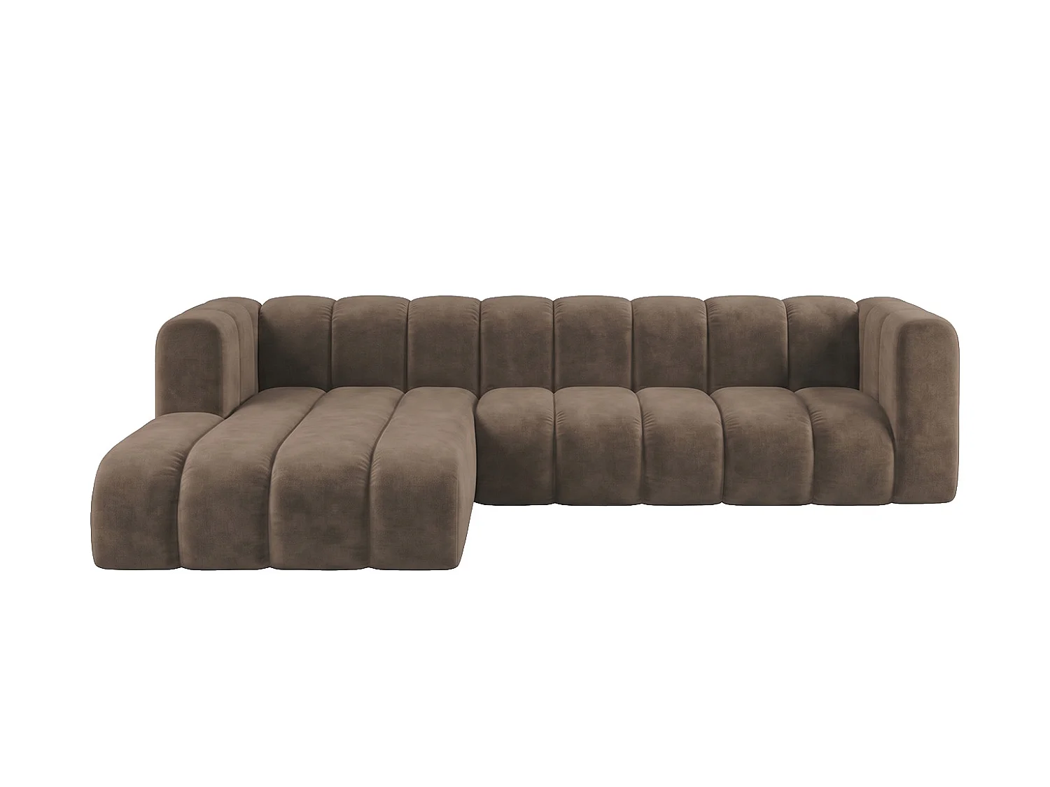Modulares Ecksofa in L-Form, Velvet-Stoff Riviera, Braun, Links, GRAND 287 cm