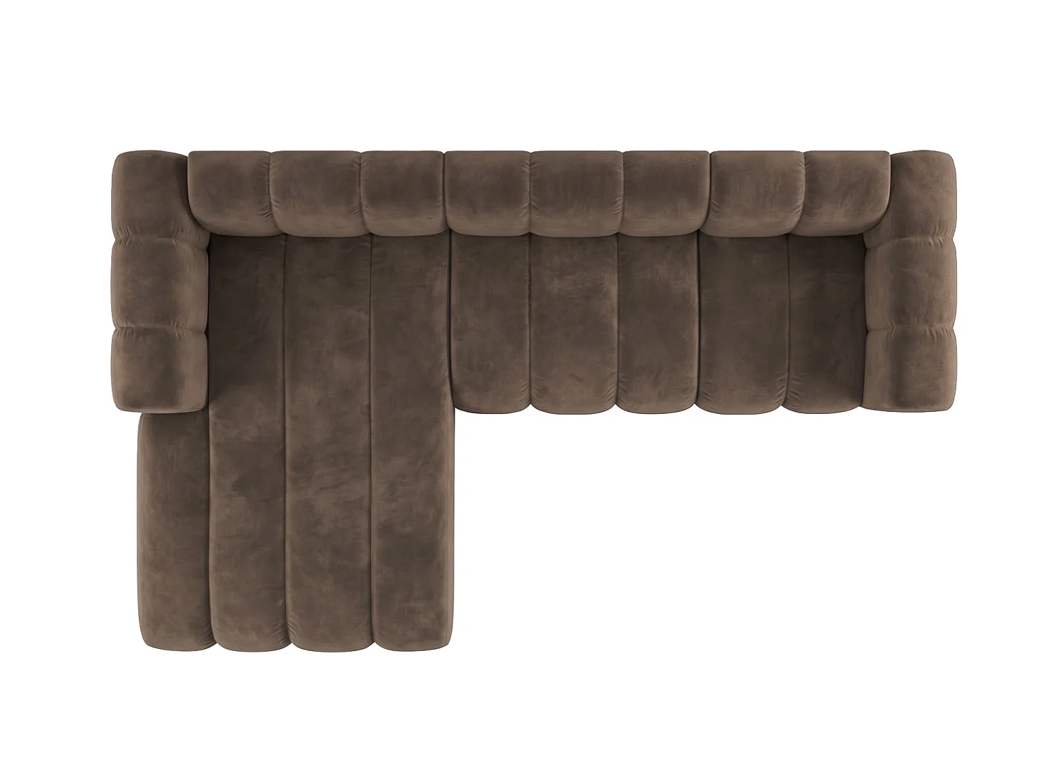 Modulares Ecksofa in L-Form, Velvet-Stoff Riviera, Braun, Links, GRAND 287 cm