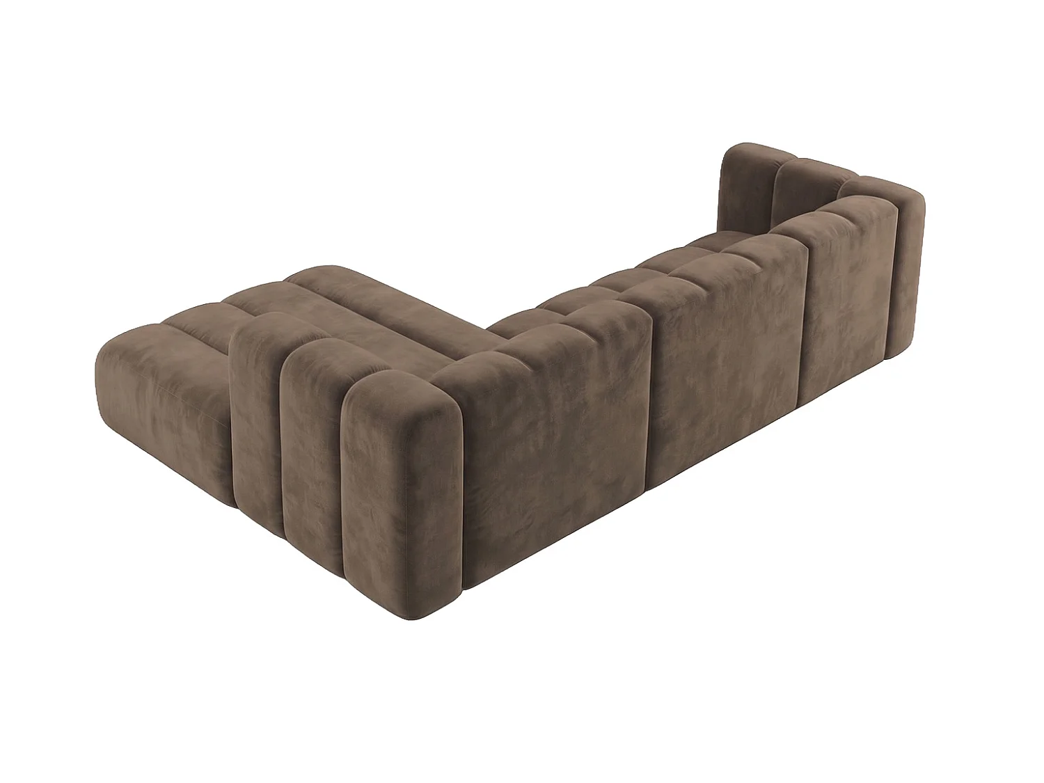 Modulares Ecksofa in L-Form, Velvet-Stoff Riviera, Braun, Links, GRAND 287 cm