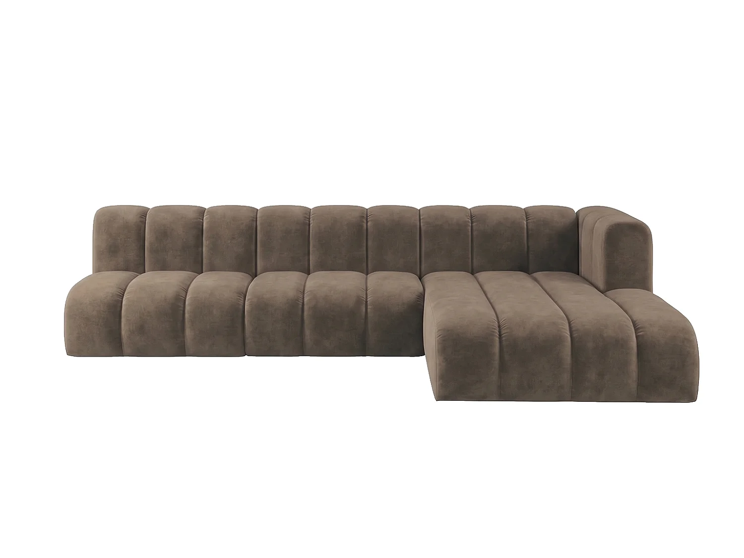 Modulares Ecksofa in L-Form, Velvet-Stoff Riviera, Braun, Rechts, GRAND 295 cm