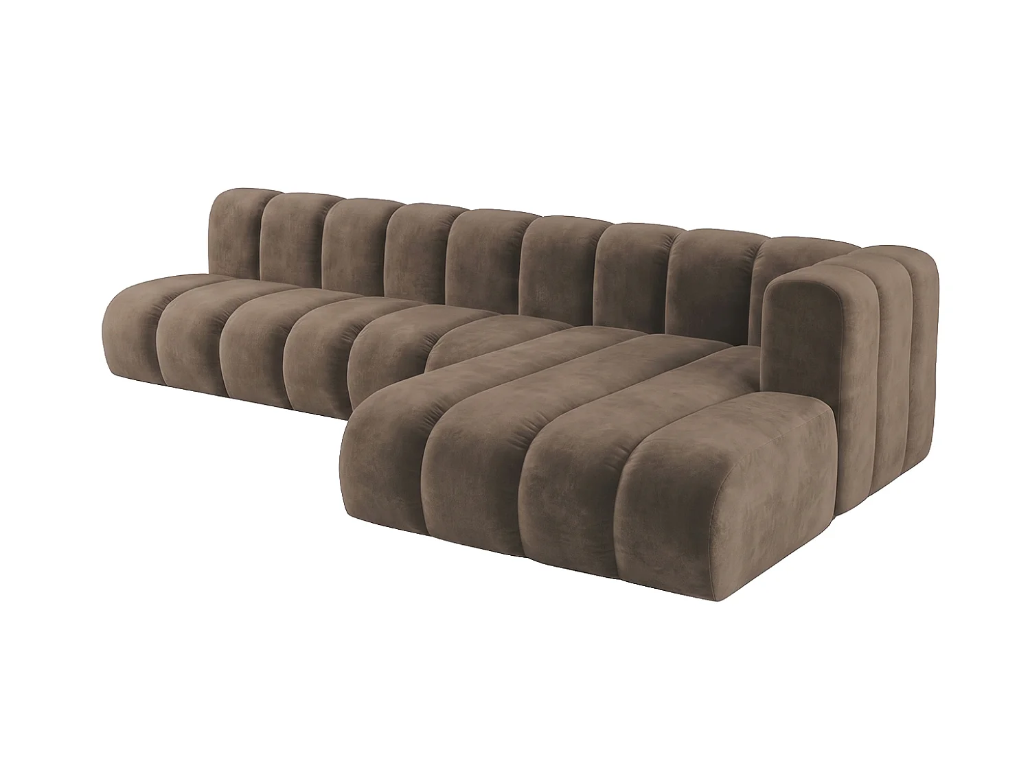 Modulares Ecksofa in L-Form, Velvet-Stoff Riviera, Braun, Rechts, GRAND 295 cm