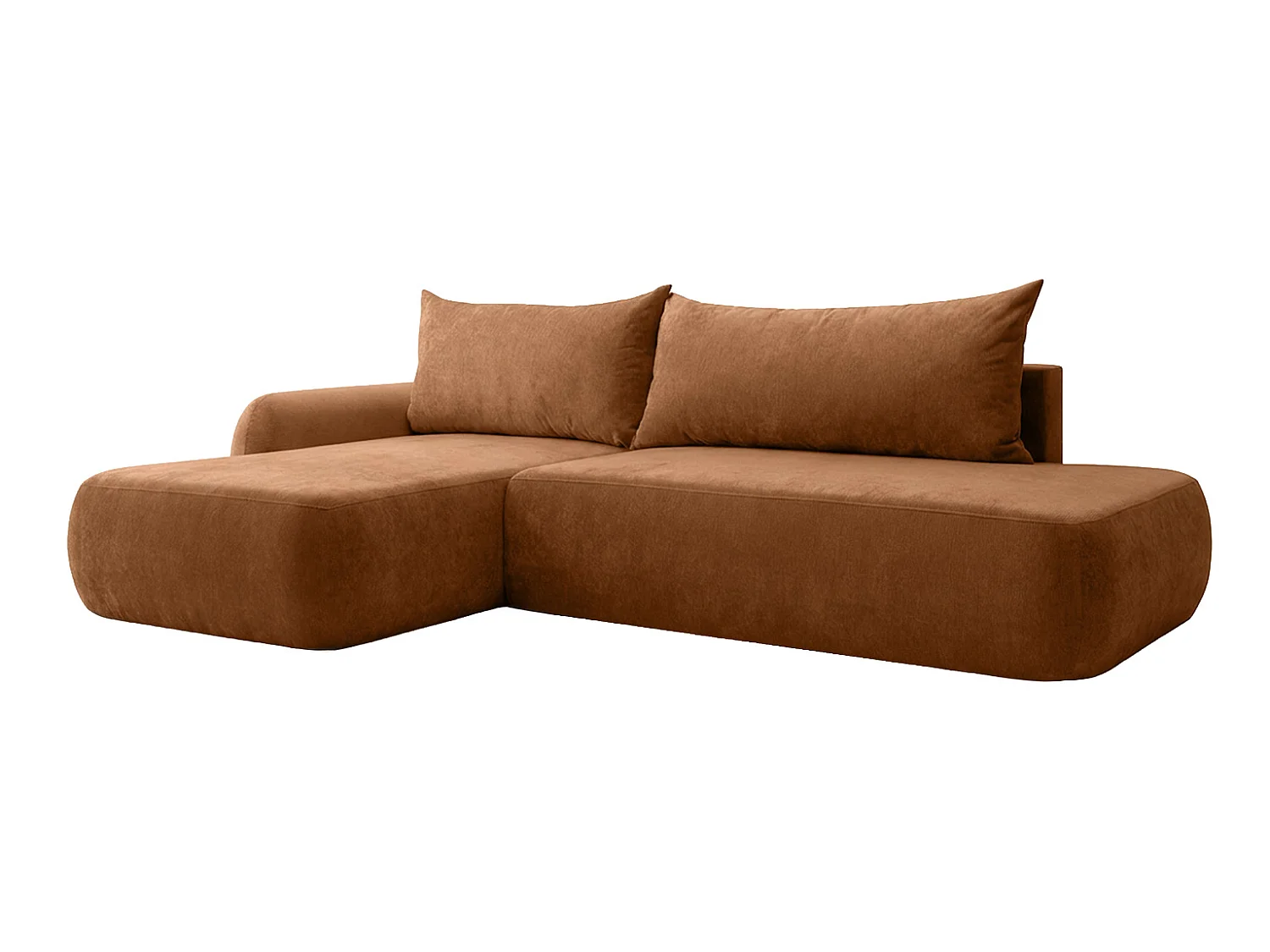 Canapé d'angle convertible avec coffre de rangement, velours Vena, Miel, Angle gauche, HELA I