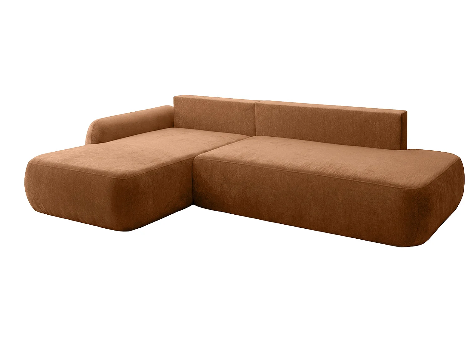 Canapé d'angle convertible avec coffre de rangement, velours Vena, Miel, Angle gauche, HELA I
