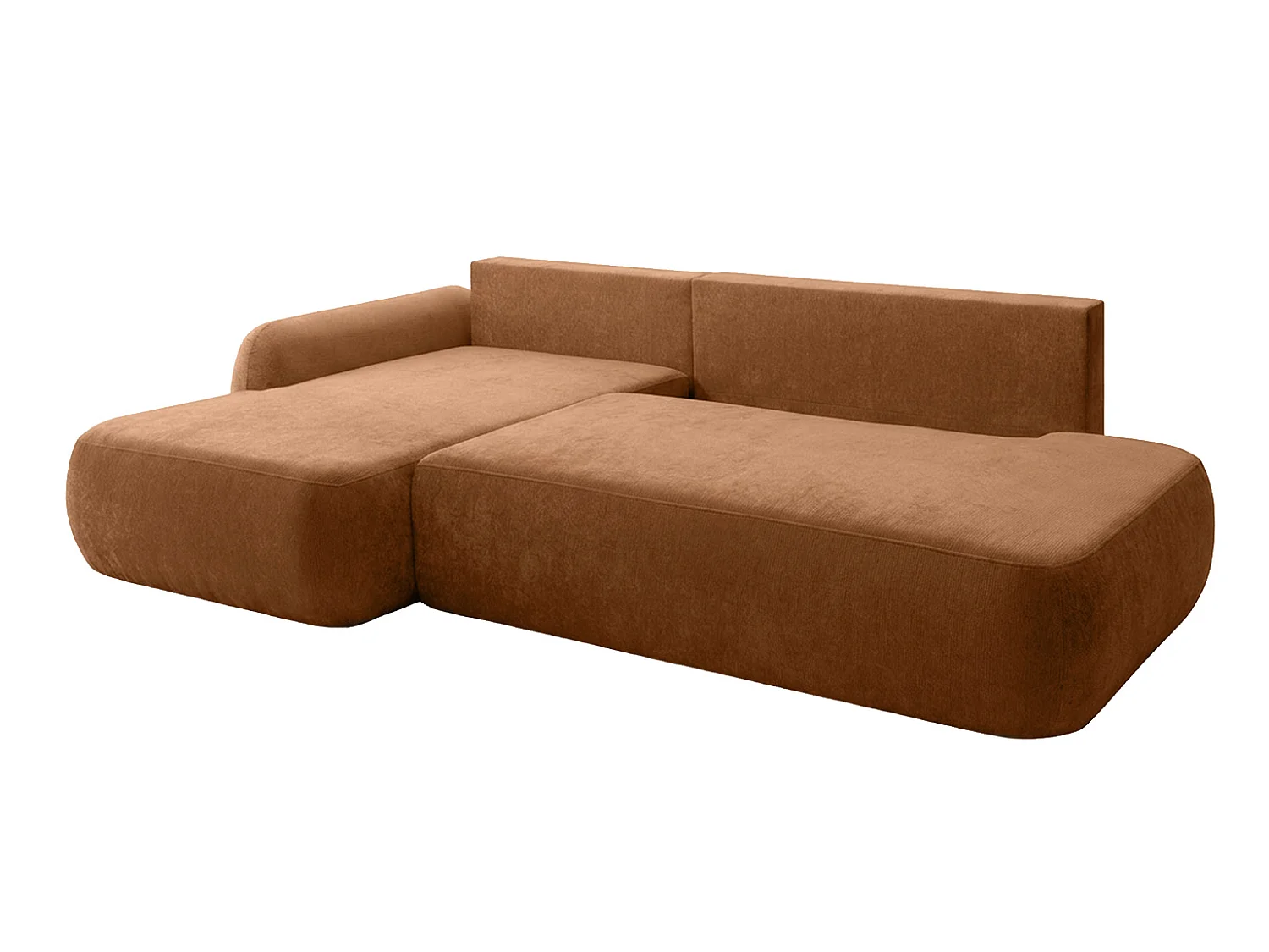 Canapé d'angle convertible avec coffre de rangement, velours Vena, Miel, Angle gauche, HELA I