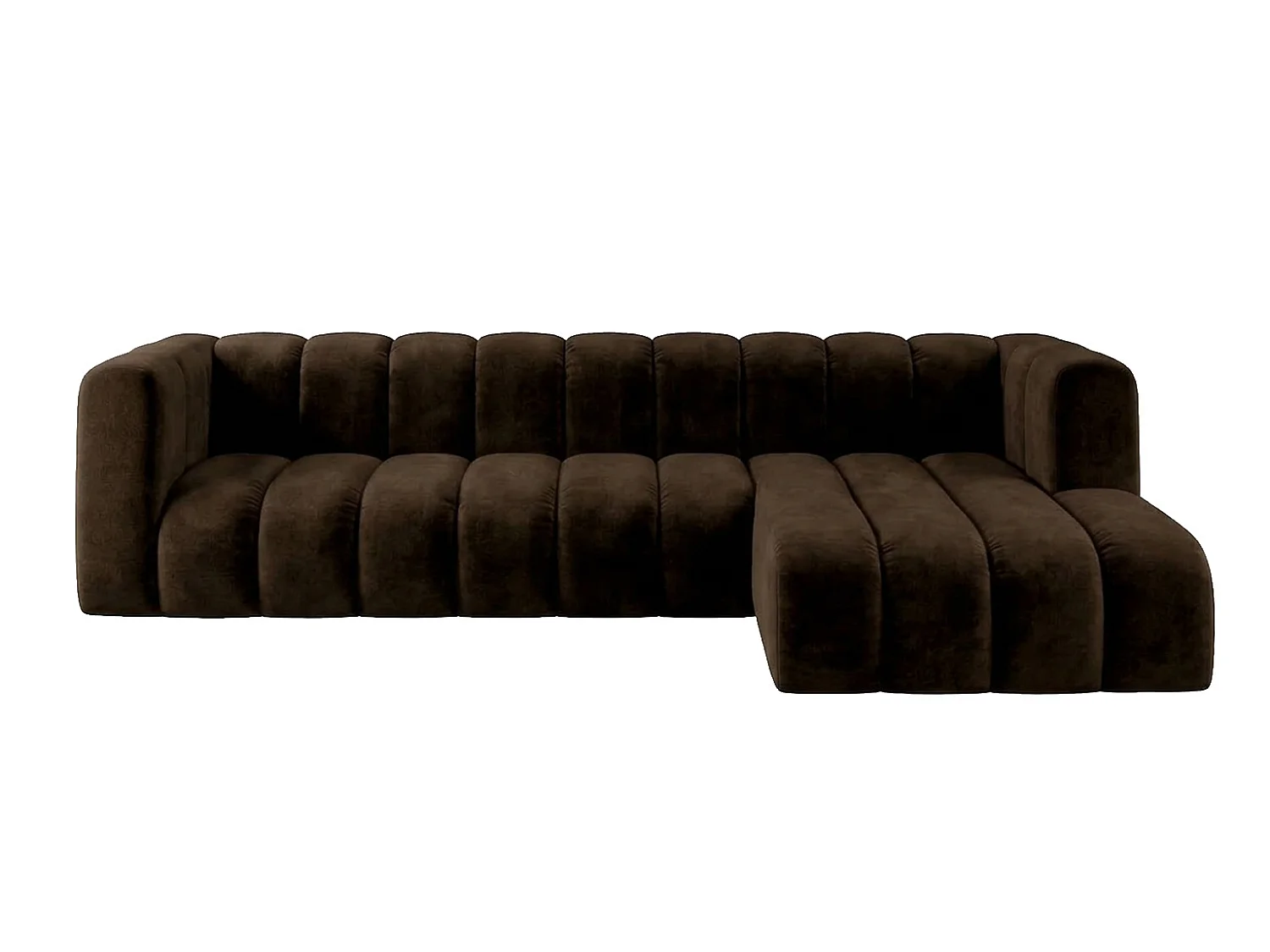 Modulares Ecksofa in L-Form, Velvet-Stoff Riviera, Schokolade, Rechts, GRAND 318 cm
