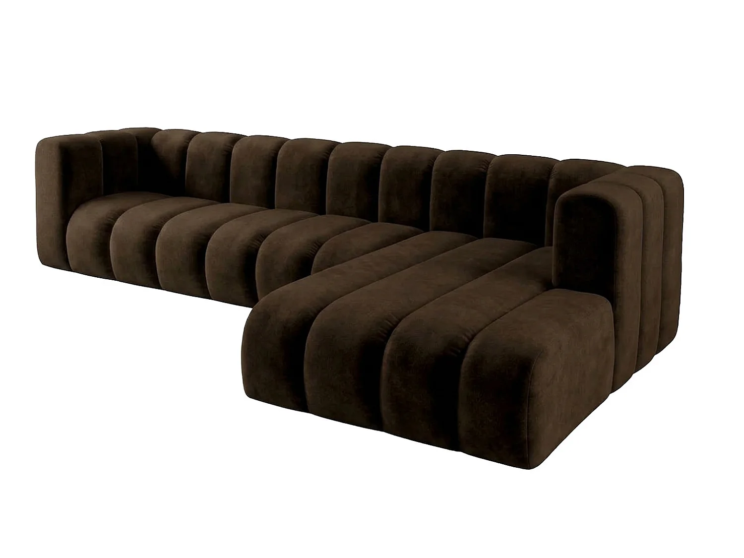 Modulares Ecksofa in L-Form, Velvet-Stoff Riviera, Schokolade, Rechts, GRAND 318 cm