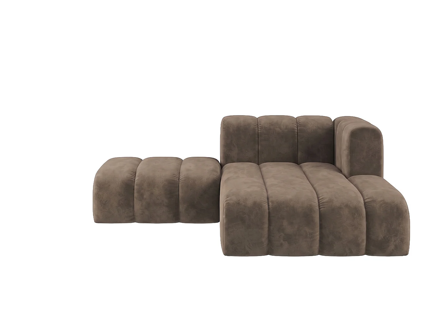 Modulare Chaiselongue mit Hocker, Velvet-Stoff Riviera, Braun, Rechts, GRAND