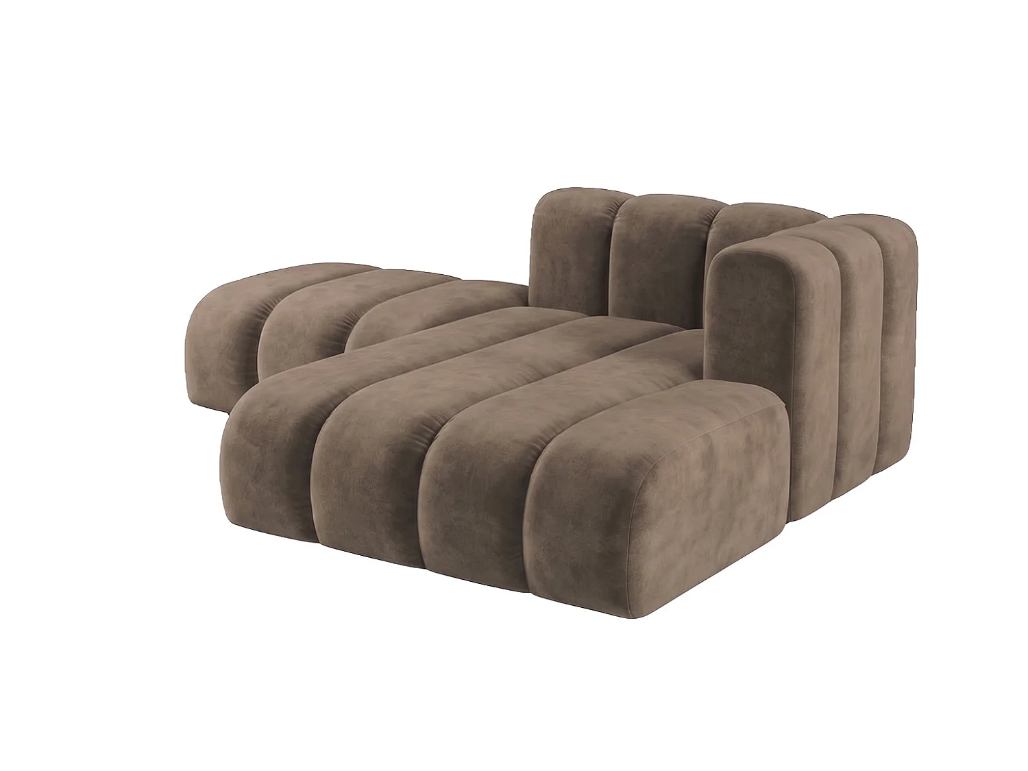 Modulare Chaiselongue mit Hocker, Velvet-Stoff Riviera, Braun, Rechts, GRAND