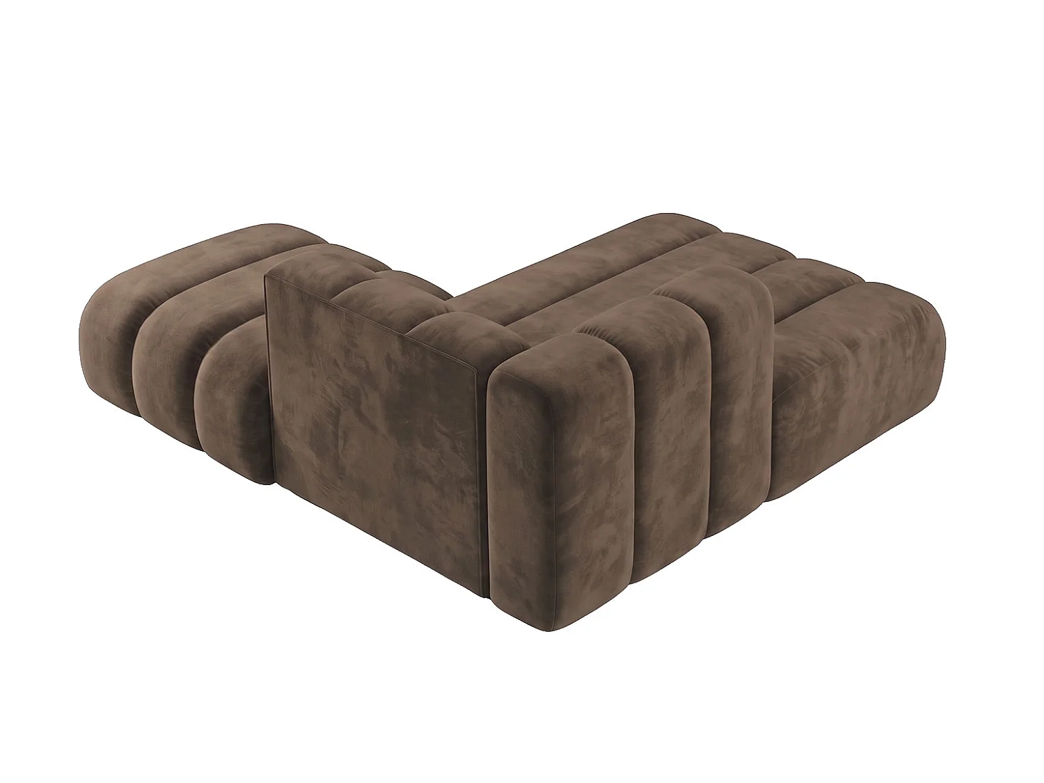 Modulare Chaiselongue mit Hocker, Velvet-Stoff Riviera, Braun, Rechts, GRAND