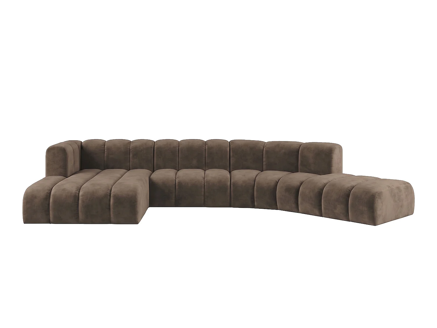 Modulares Ecksofa in L-Form, Velvet-Stoff Riviera, Braun, Links, GRAND Round