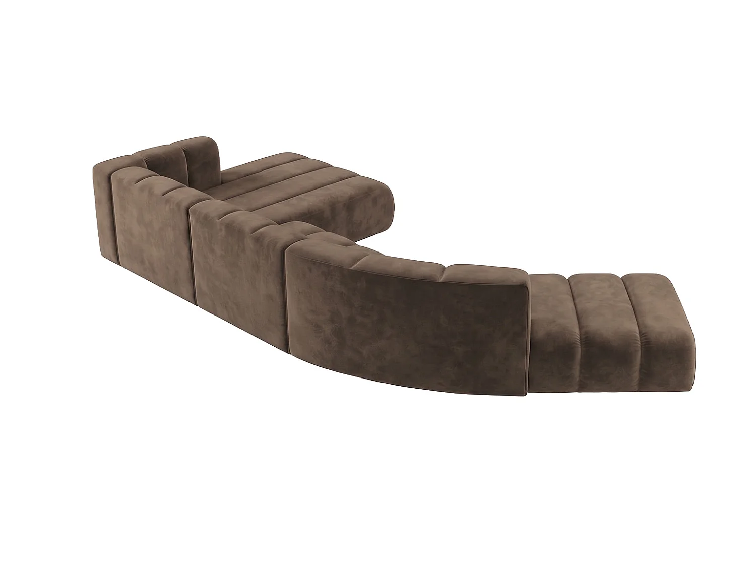 Modulares Ecksofa in L-Form, Velvet-Stoff Riviera, Braun, Links, GRAND Round