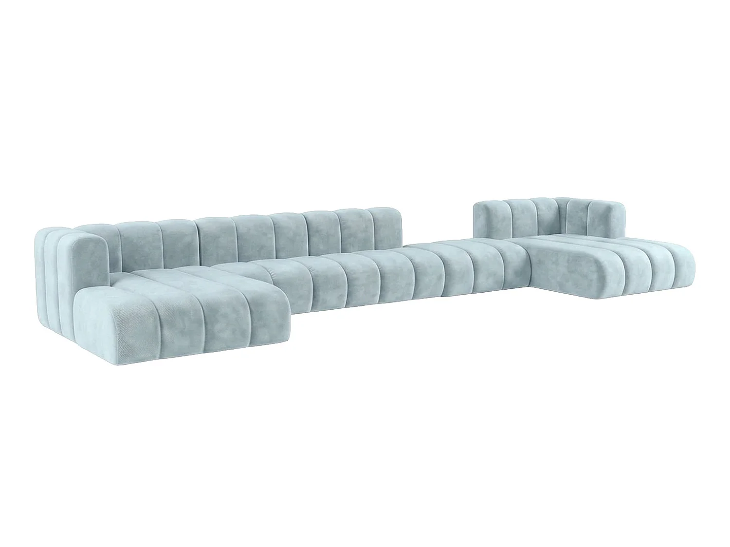 Narożnik modułowy w kształcie U z przestawną pufą, Baby blue, GRAND U BIG 500 cm