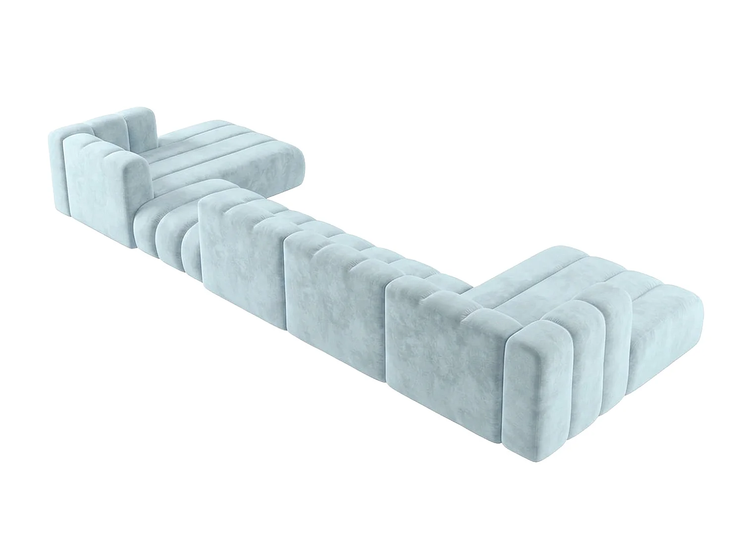 Narożnik modułowy w kształcie U z przestawną pufą, Baby blue, GRAND U BIG 500 cm
