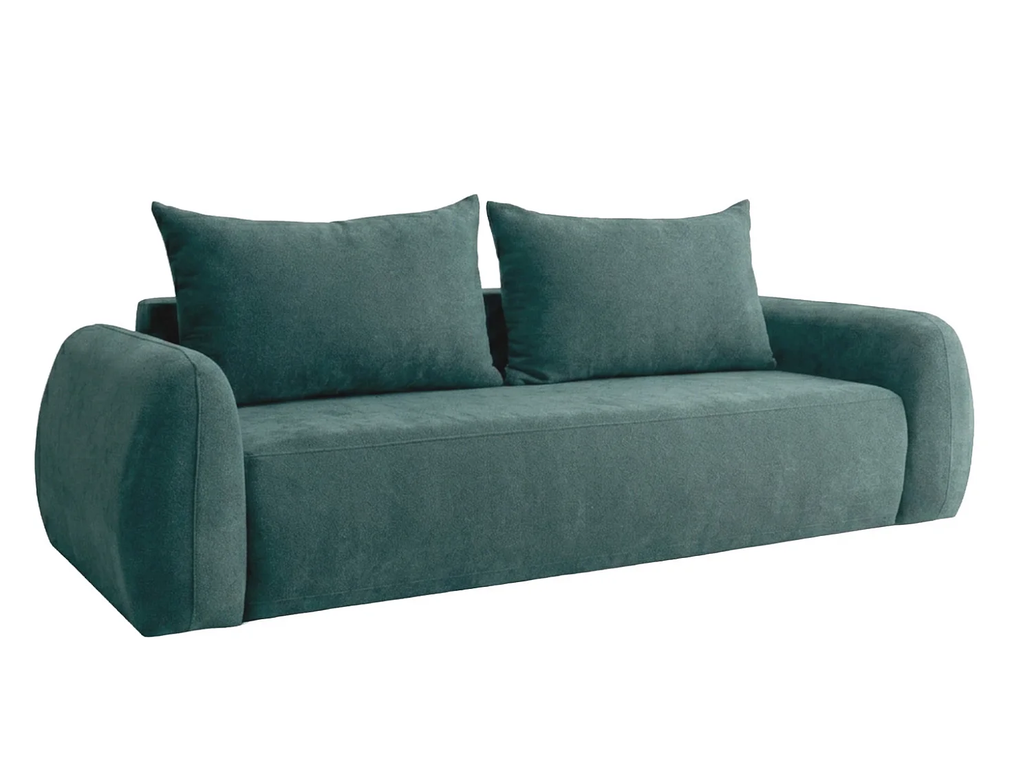 Sofa z funkcją spania i pojemnikiem, tkanina Doha, Zielony, HELA